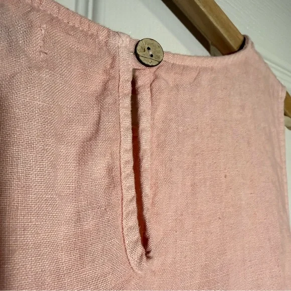 Magic Linen Royal Toscana Asymmetrical Sleeveless Pink Oversized Dress Pockets S - Picture 8 of 10